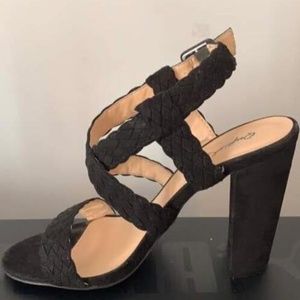 BLACK High heels-QUPID-size 7-worn once-like new!!